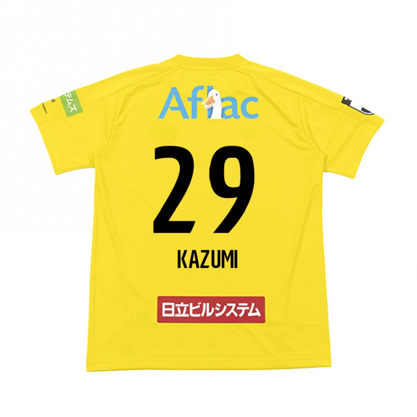 Kids Football Takuto Kazumi #29 Yellow Black Home Jersey 2024/25 T-Shirt Uk