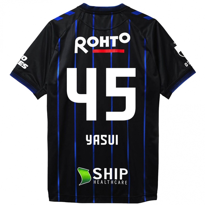 Kids Football Tsukasa Yasui #45 Black Blue Home Jersey 2024/25 T-Shirt Uk