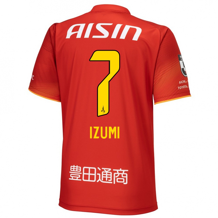 Kids Football Ryuji Izumi #7 Red White Yellow Home Jersey 2024/25 T-Shirt Uk