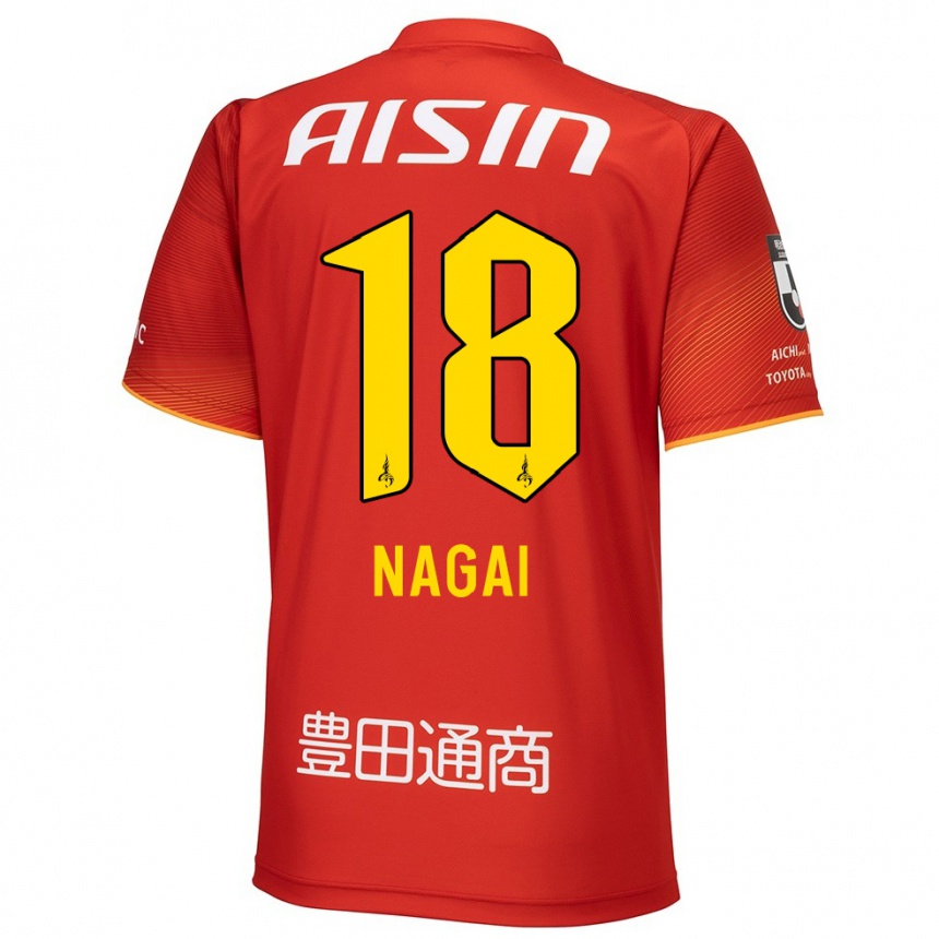 Kids Football Kensuke Nagai #18 Red White Yellow Home Jersey 2024/25 T-Shirt Uk