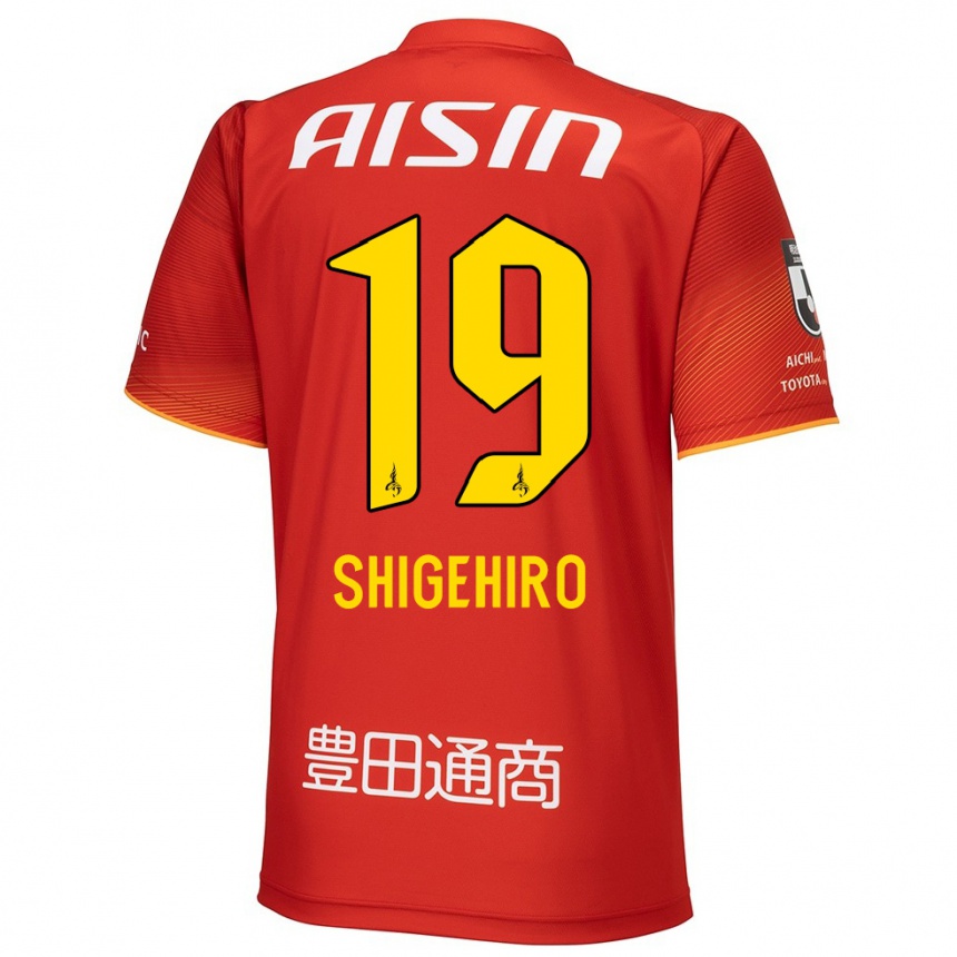 Kids Football Takuya Shigehiro #19 Red White Yellow Home Jersey 2024/25 T-Shirt Uk