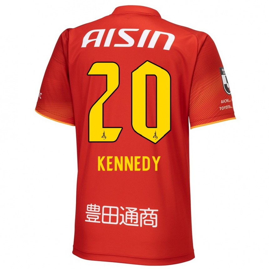 Kids Football Kennedy Egbus Mikuni #20 Red White Yellow Home Jersey 2024/25 T-Shirt Uk