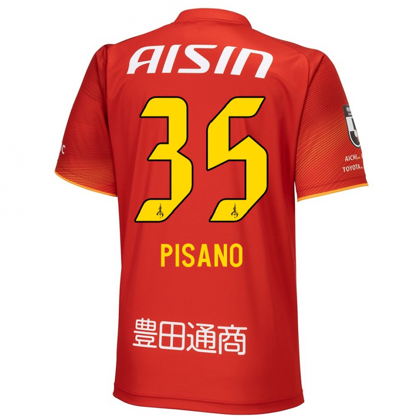 Kids Football Alexandre Pisano #35 Red White Yellow Home Jersey 2024/25 T-Shirt Uk