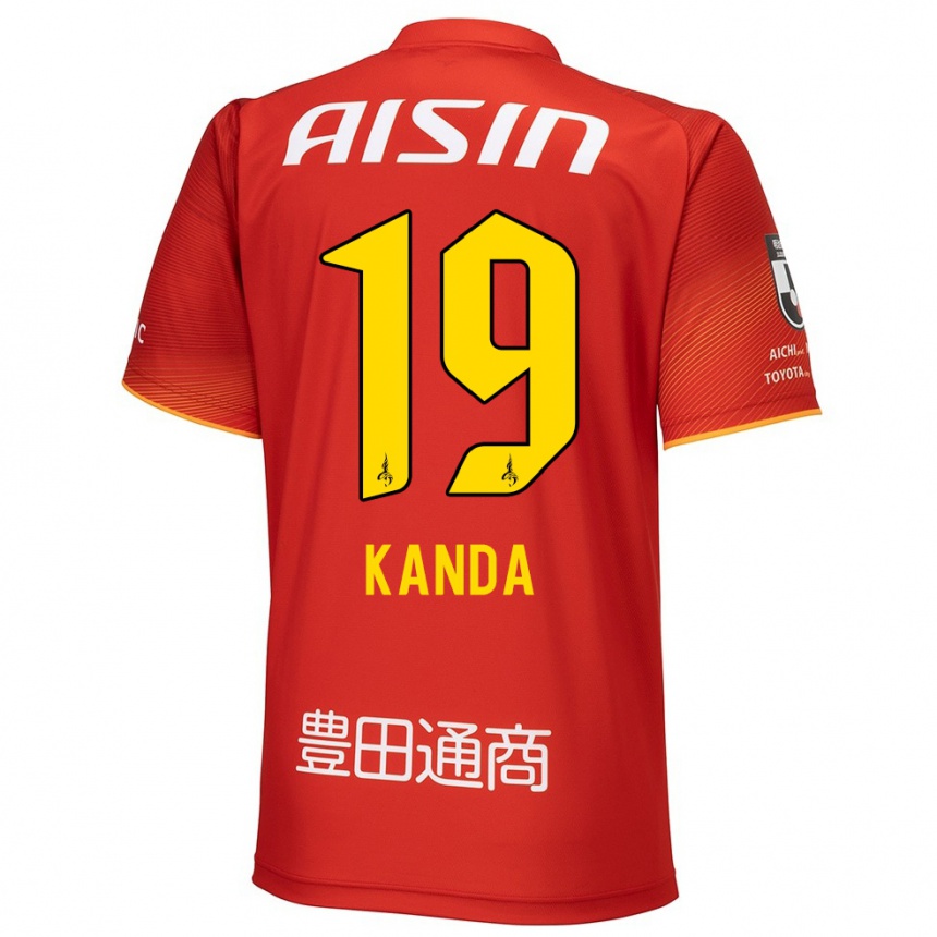 Kids Football Ryu Kanda #19 Red White Yellow Home Jersey 2024/25 T-Shirt Uk