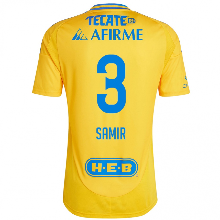 Kids Football Samir Caetano #3 Gold Yellow Home Jersey 2024/25 T-Shirt Uk