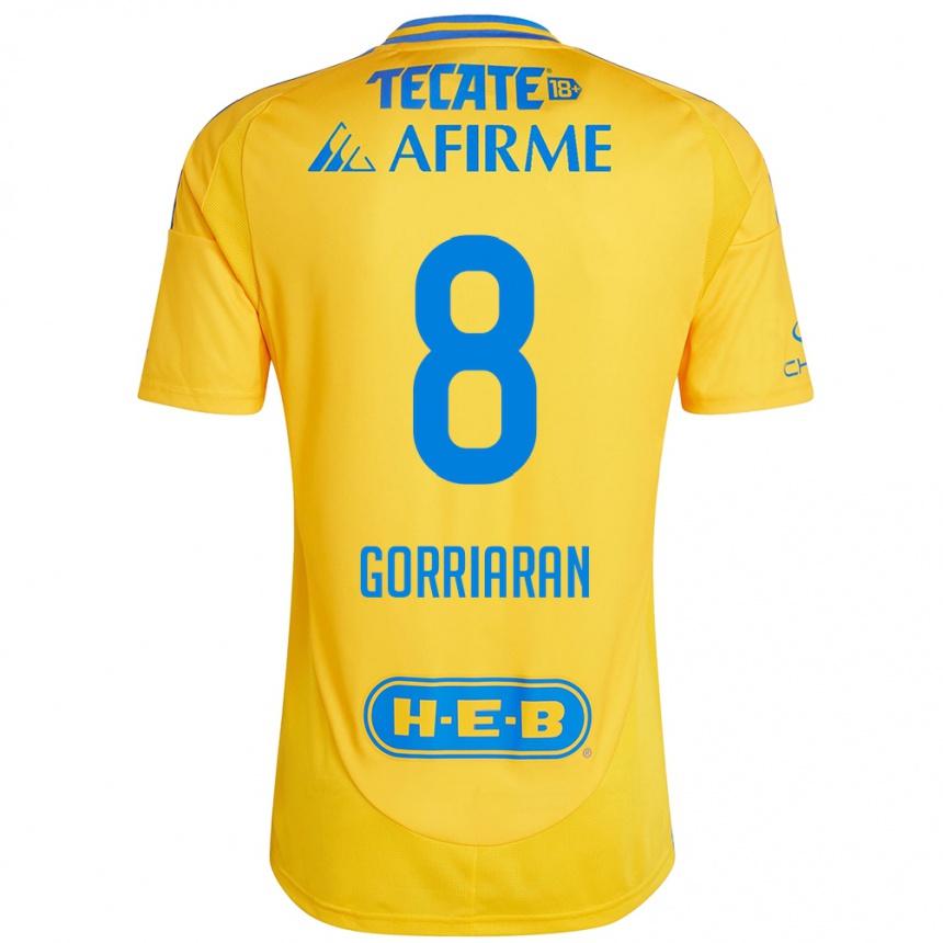 Kids Football Fernando Gorriarán #8 Gold Yellow Home Jersey 2024/25 T-Shirt Uk