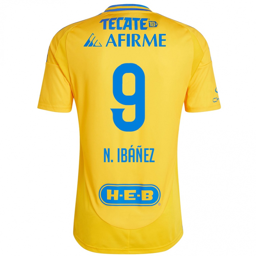 Kids Football Nicolás Ibáñez #9 Gold Yellow Home Jersey 2024/25 T-Shirt Uk