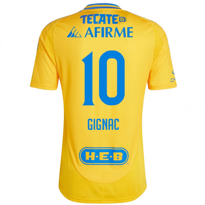 Kids Football André-Pierre Gignac #10 Gold Yellow Home Jersey 2024/25 T-Shirt Uk