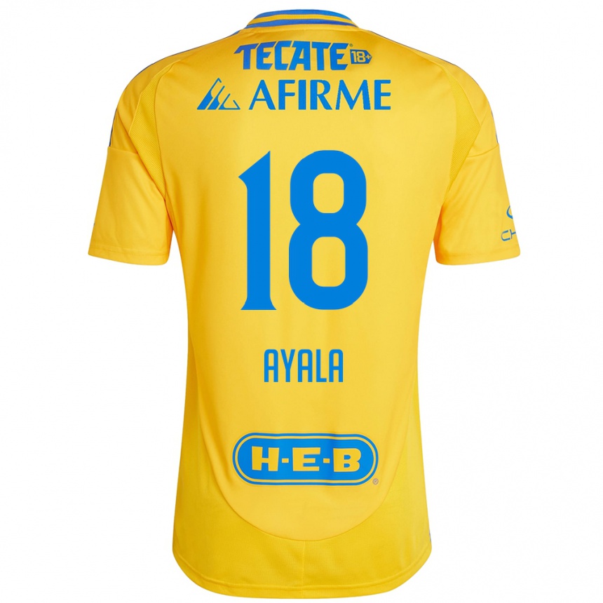 Kids Football David Ayala #18 Gold Yellow Home Jersey 2024/25 T-Shirt Uk