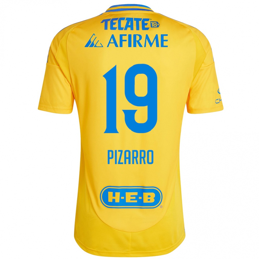 Kids Football Guido Pizarro #19 Gold Yellow Home Jersey 2024/25 T-Shirt Uk