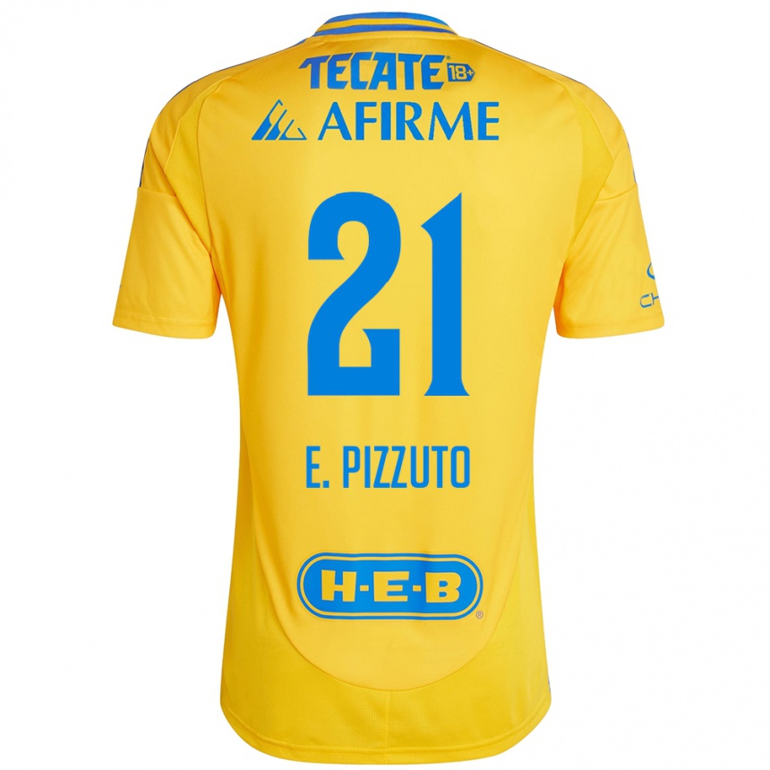 Kids Football Eugenio Pizzuto #21 Gold Yellow Home Jersey 2024/25 T-Shirt Uk