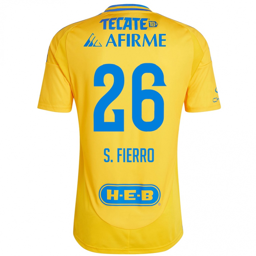 Kids Football Sebastián Fierro #26 Gold Yellow Home Jersey 2024/25 T-Shirt Uk