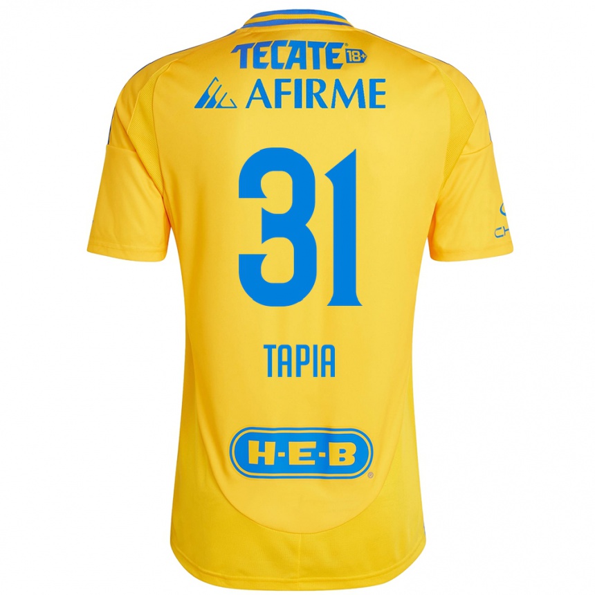 Kids Football Fernando Tapia #31 Gold Yellow Home Jersey 2024/25 T-Shirt Uk