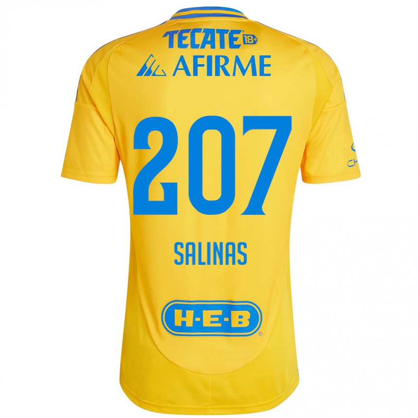 Kids Football Marcelo Salinas #207 Gold Yellow Home Jersey 2024/25 T-Shirt Uk