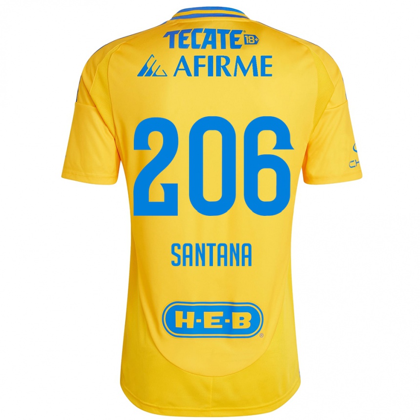 Kids Football Joel Santana #206 Gold Yellow Home Jersey 2024/25 T-Shirt Uk