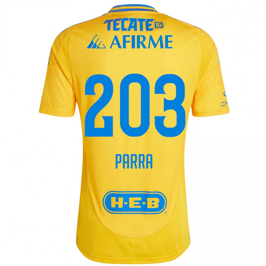 Kids Football Bernardo Parra #203 Gold Yellow Home Jersey 2024/25 T-Shirt Uk