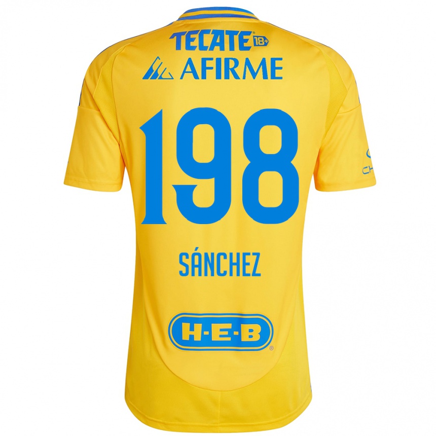 Kids Football Diego Sánchez #198 Gold Yellow Home Jersey 2024/25 T-Shirt Uk