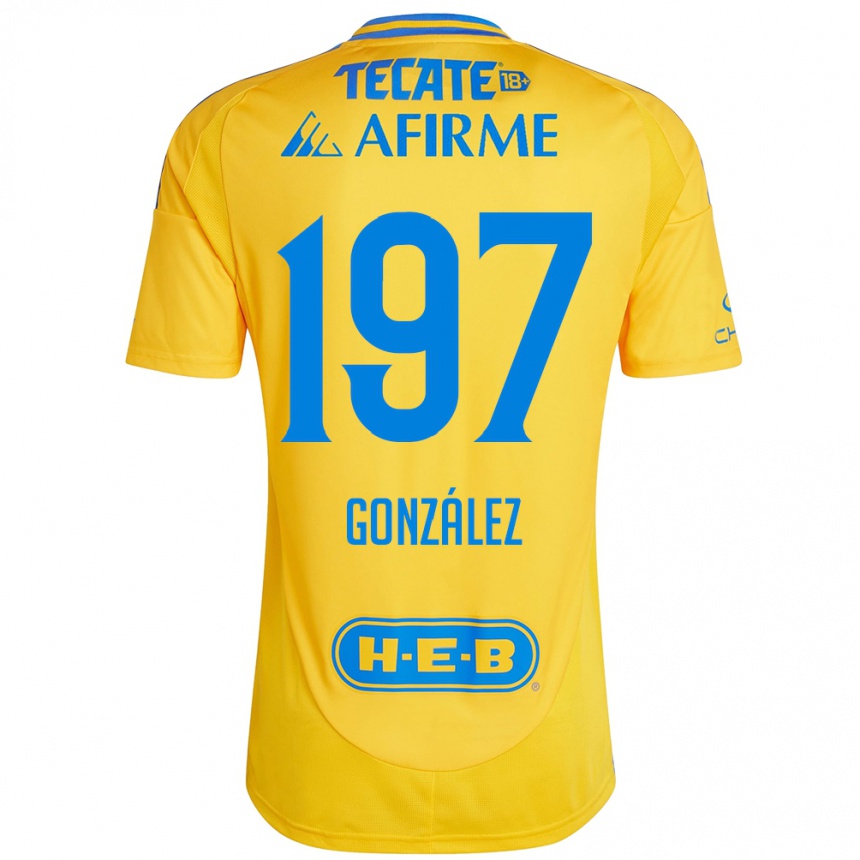 Kids Football Germán González #197 Gold Yellow Home Jersey 2024/25 T-Shirt Uk