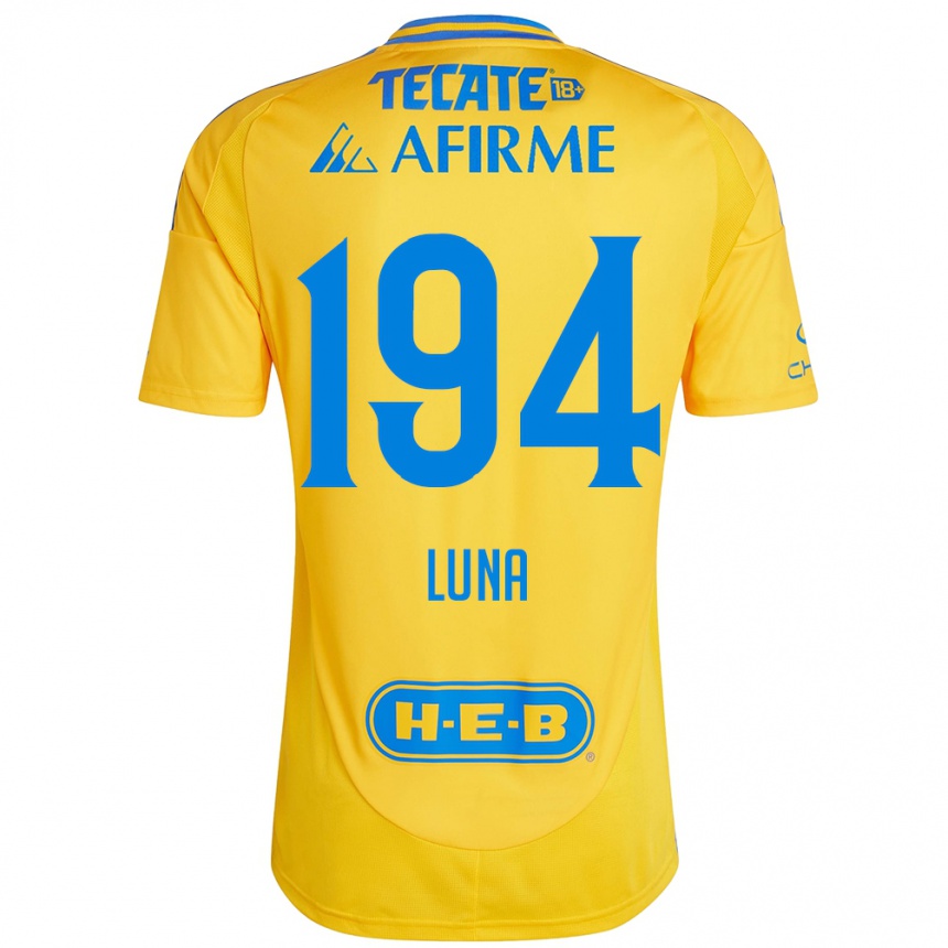 Kids Football Juan Luna #194 Gold Yellow Home Jersey 2024/25 T-Shirt Uk