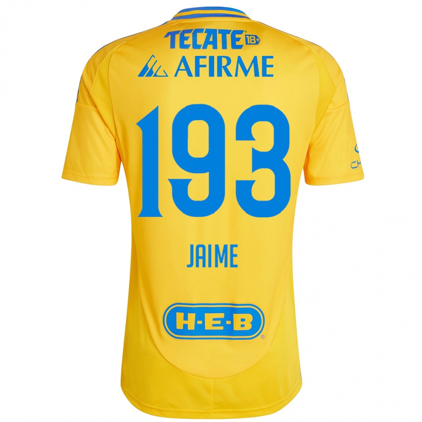 Kids Football Kenneth Jaime #193 Gold Yellow Home Jersey 2024/25 T-Shirt Uk