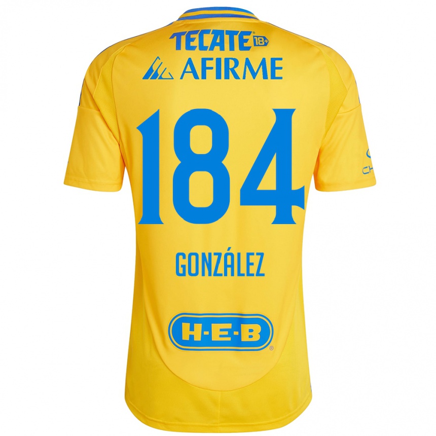 Kids Football Erick González #184 Gold Yellow Home Jersey 2024/25 T-Shirt Uk