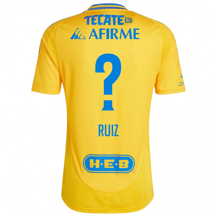 Kids Football Luis Ruiz #0 Gold Yellow Home Jersey 2024/25 T-Shirt Uk