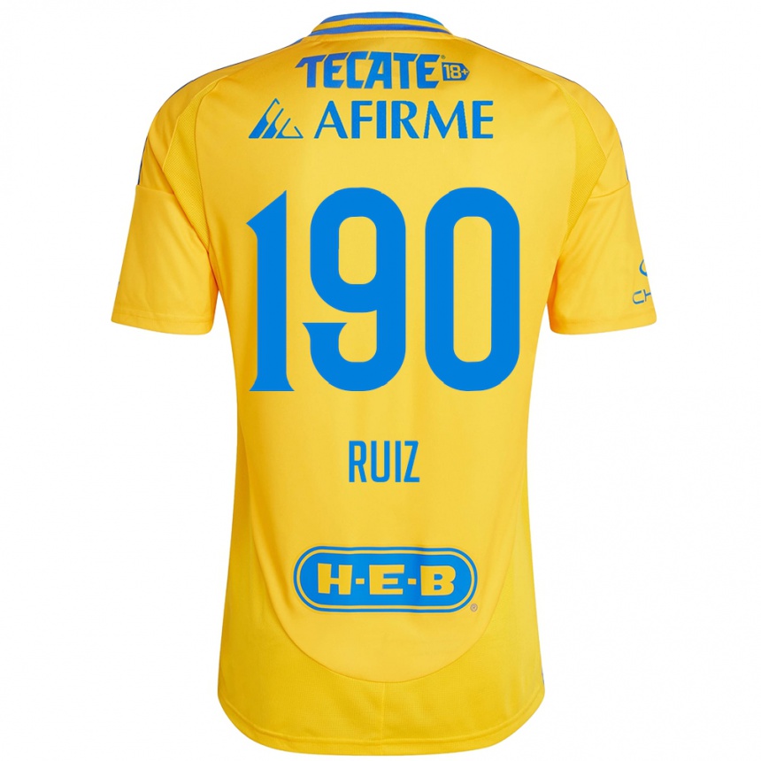 Kids Football Óscar Ruiz #190 Gold Yellow Home Jersey 2024/25 T-Shirt Uk