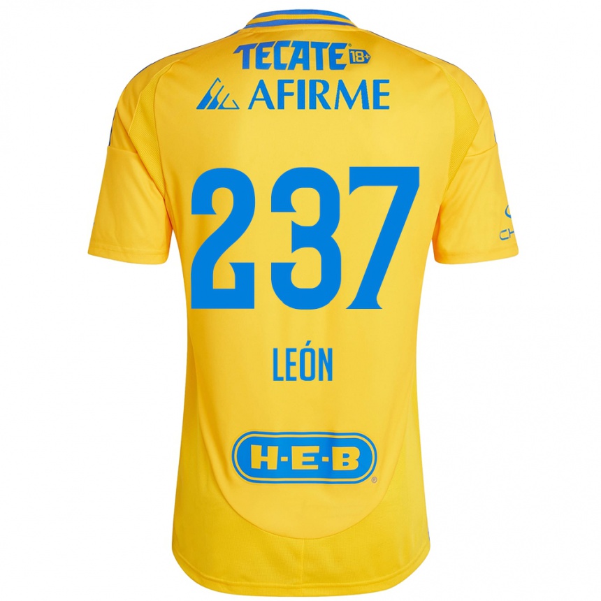 Kids Football Gabriel León #237 Gold Yellow Home Jersey 2024/25 T-Shirt Uk