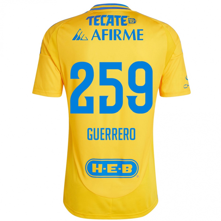 Kids Football Erick Guerrero #259 Gold Yellow Home Jersey 2024/25 T-Shirt Uk