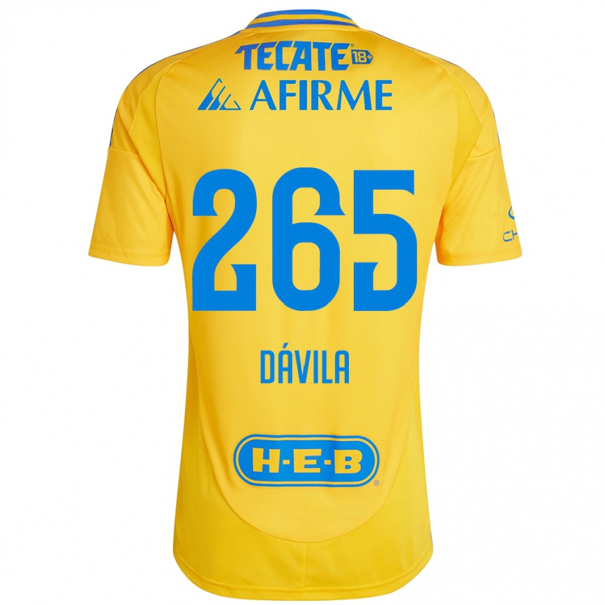 Kids Football Emiliano Dávila #265 Gold Yellow Home Jersey 2024/25 T-Shirt Uk