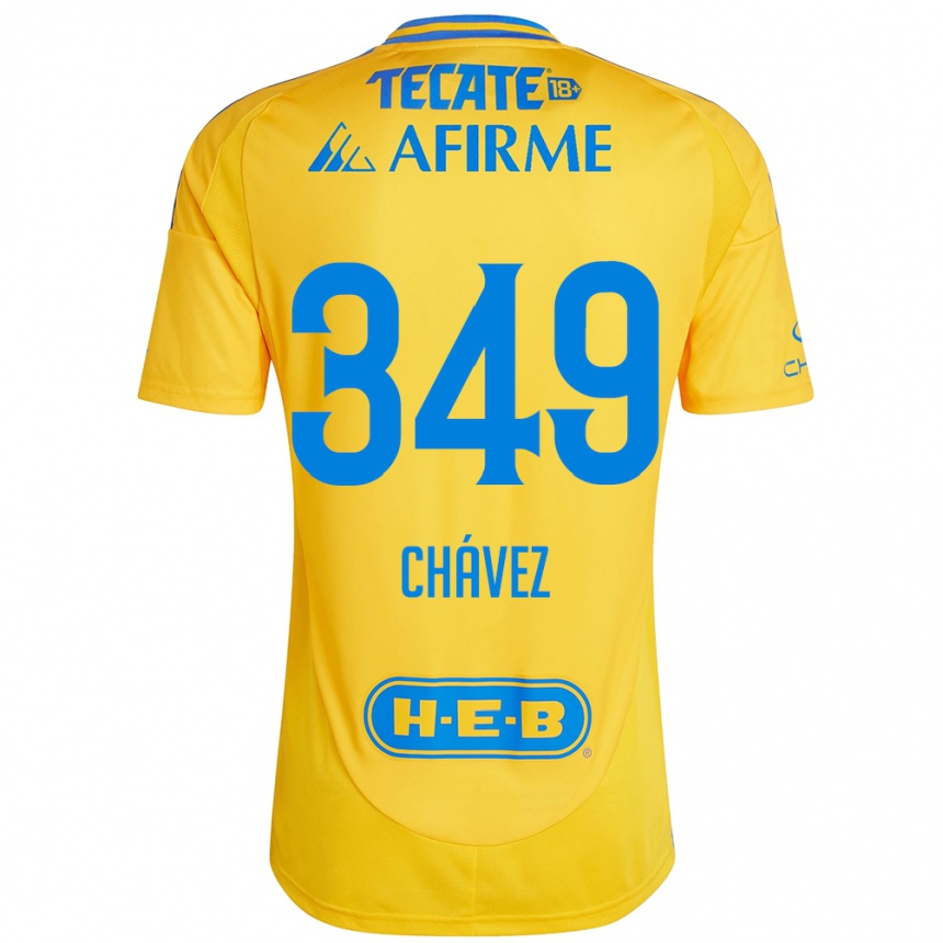 Kids Football Jorge Chávez #349 Gold Yellow Home Jersey 2024/25 T-Shirt Uk