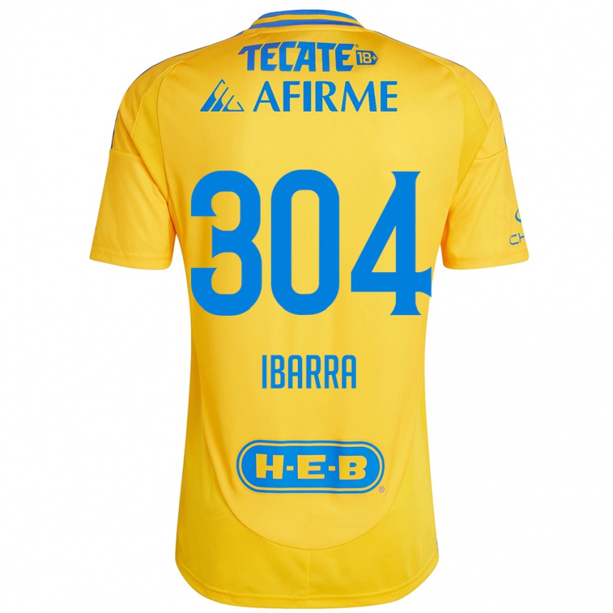 Kids Football Luis Ibarra #304 Gold Yellow Home Jersey 2024/25 T-Shirt Uk