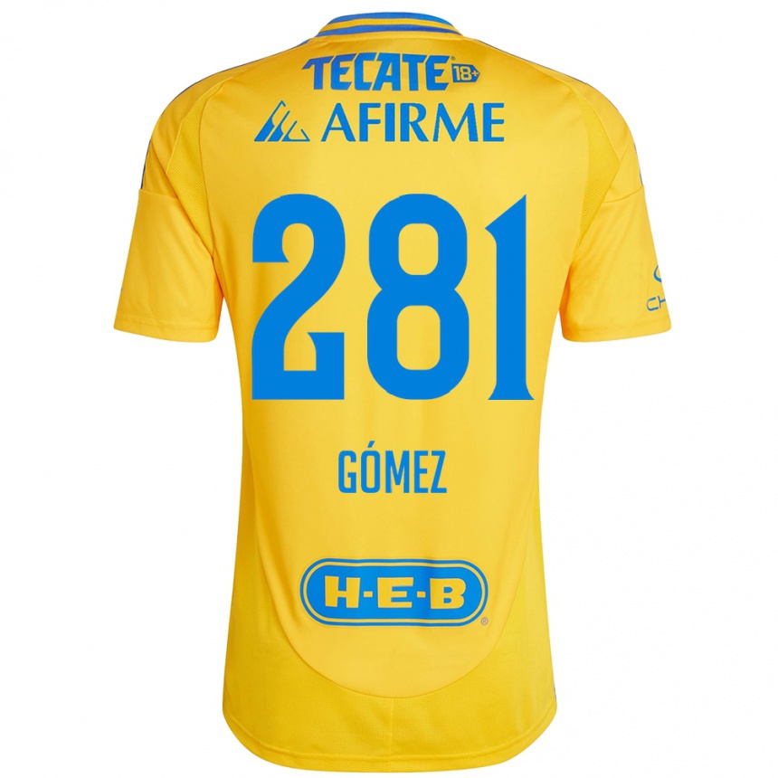 Kids Football Luis Gómez #281 Gold Yellow Home Jersey 2024/25 T-Shirt Uk