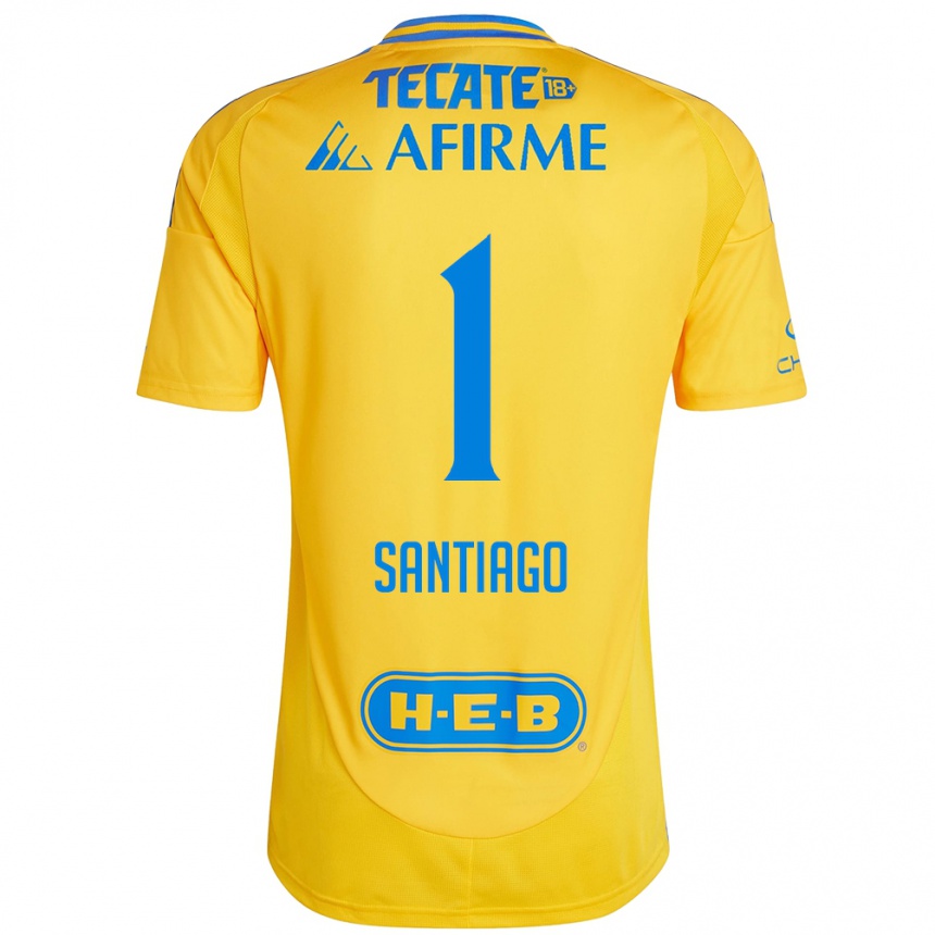 Kids Football Cecilia Santiago #1 Gold Yellow Home Jersey 2024/25 T-Shirt Uk