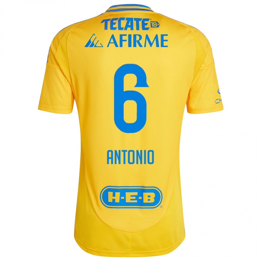 Kids Football Nancy Antonio #6 Gold Yellow Home Jersey 2024/25 T-Shirt Uk