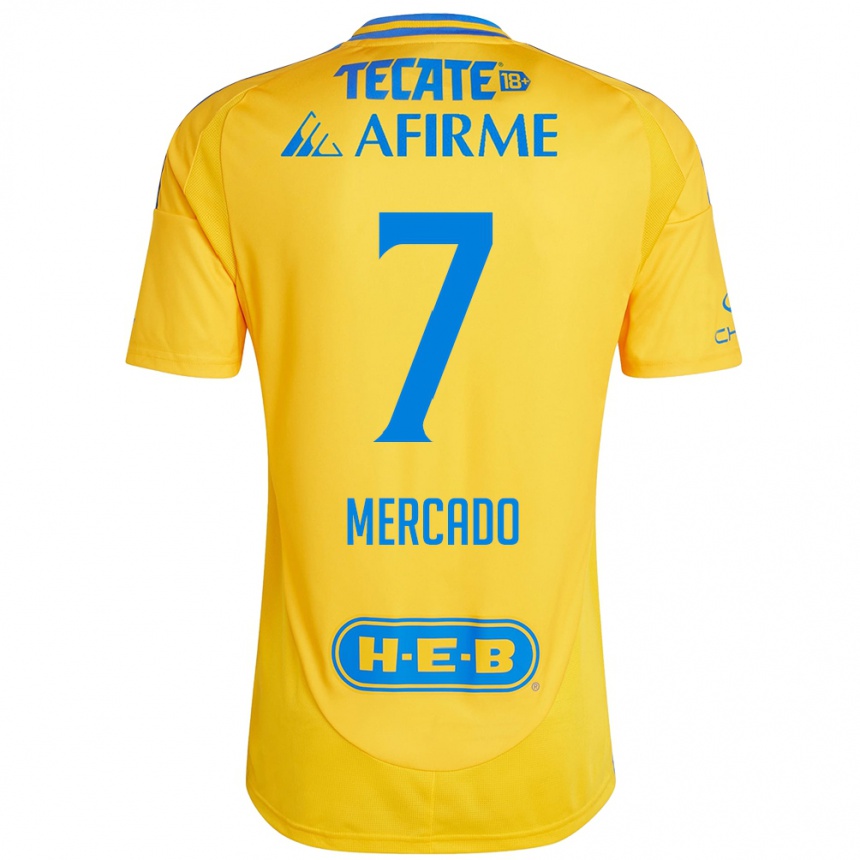 Kids Football Liliana Mercado #7 Gold Yellow Home Jersey 2024/25 T-Shirt Uk