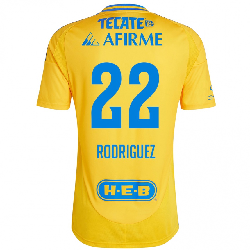 Kids Football Anika Rodriguez #22 Gold Yellow Home Jersey 2024/25 T-Shirt Uk