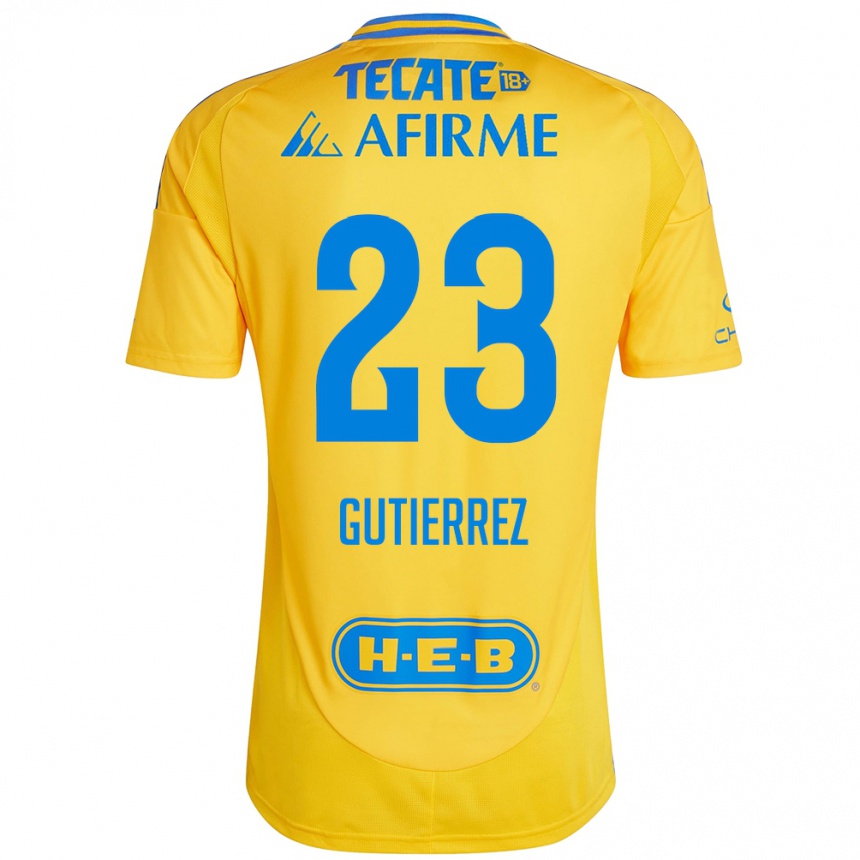 Kids Football Jana Gutierrez #23 Gold Yellow Home Jersey 2024/25 T-Shirt Uk