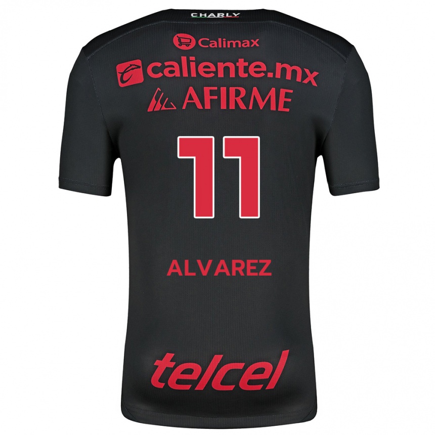 Kids Football Efraín Álvarez #11 Black Red Home Jersey 2024/25 T-Shirt Uk