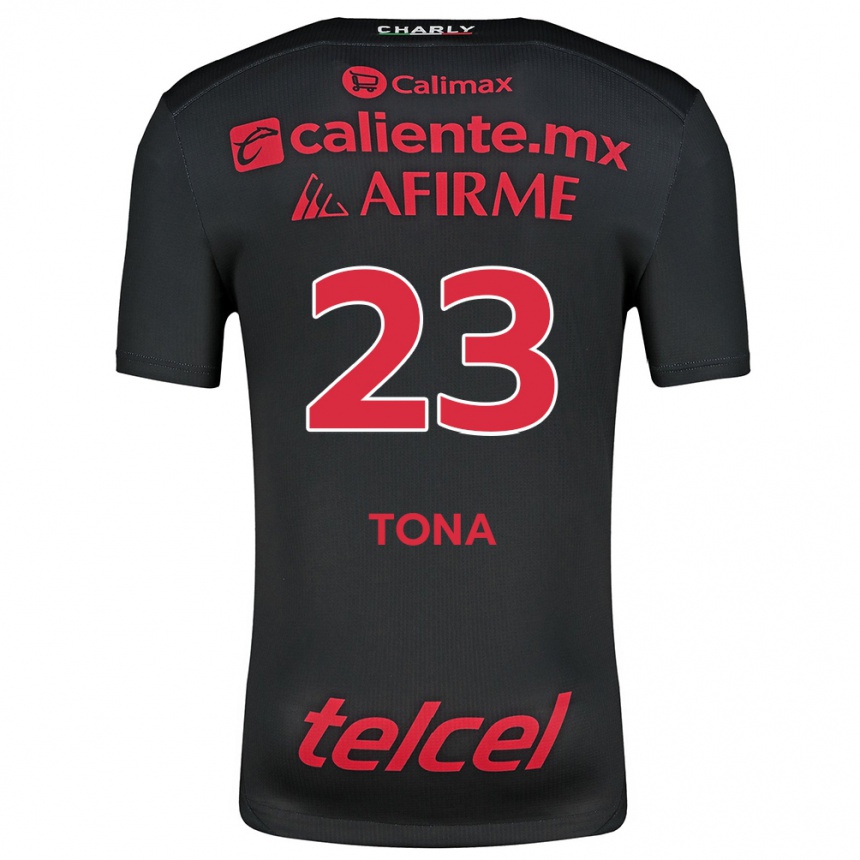 Kids Football Iván Tona #23 Black Red Home Jersey 2024/25 T-Shirt Uk