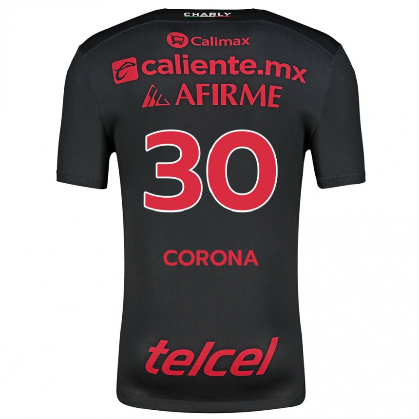 Kids Football Jesús Corona #30 Black Red Home Jersey 2024/25 T-Shirt Uk