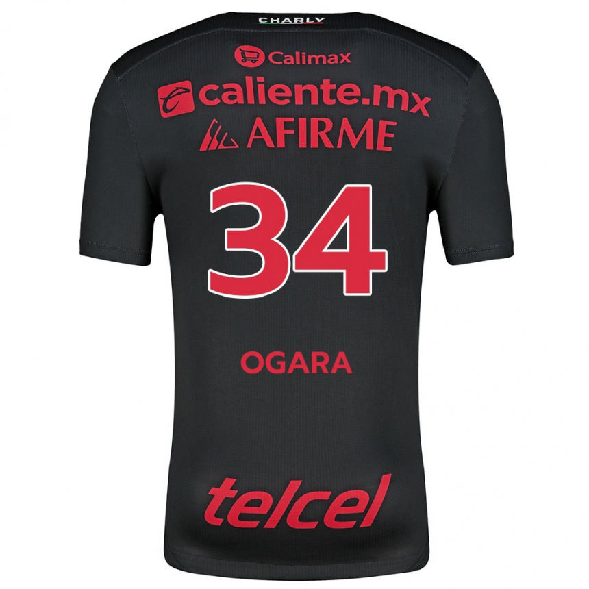 Kids Football Gerson Ogara #34 Black Red Home Jersey 2024/25 T-Shirt Uk