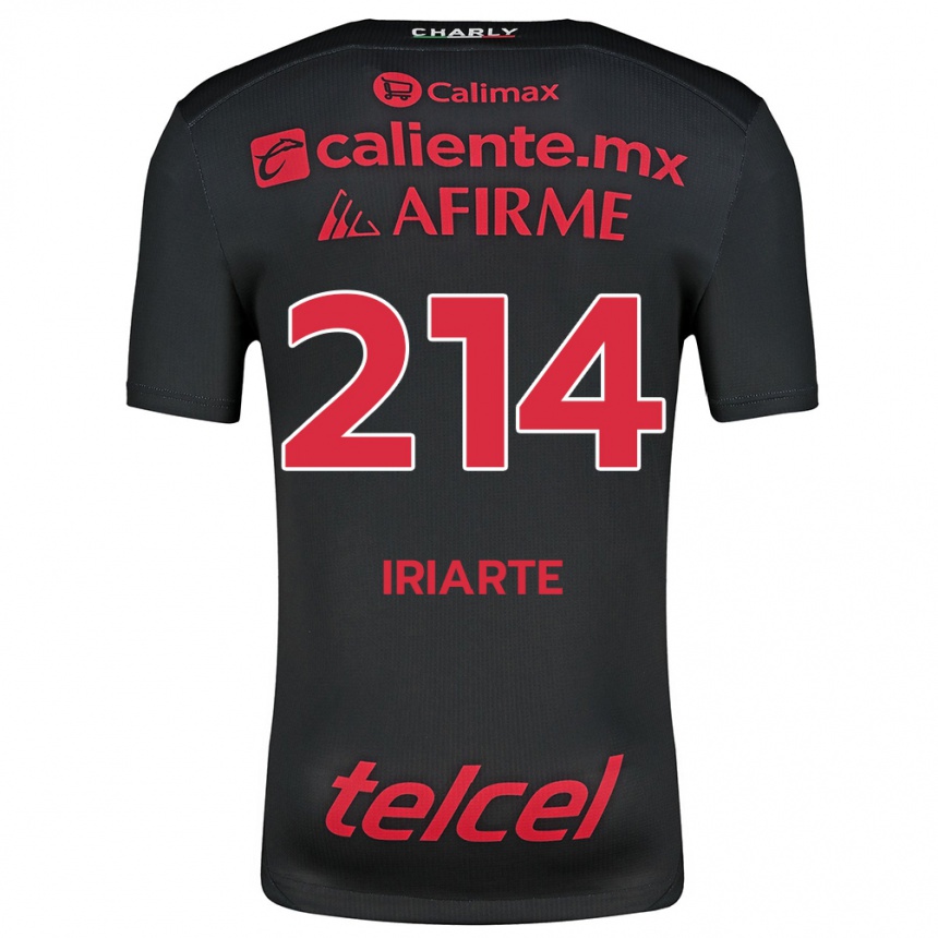 Kids Football Oliver Iriarte #214 Black Red Home Jersey 2024/25 T-Shirt Uk