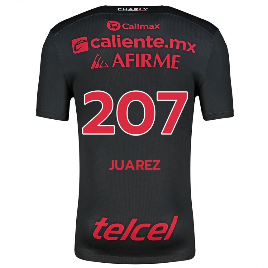 Kids Football José Juárez #207 Black Red Home Jersey 2024/25 T-Shirt Uk