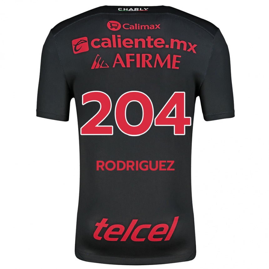 Kids Football Jesús Rodríguez #204 Black Red Home Jersey 2024/25 T-Shirt Uk