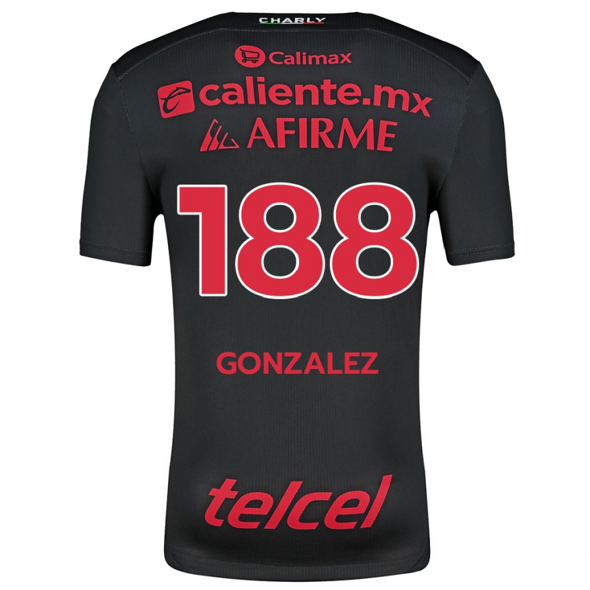 Kids Football Jorge González #188 Black Red Home Jersey 2024/25 T-Shirt Uk