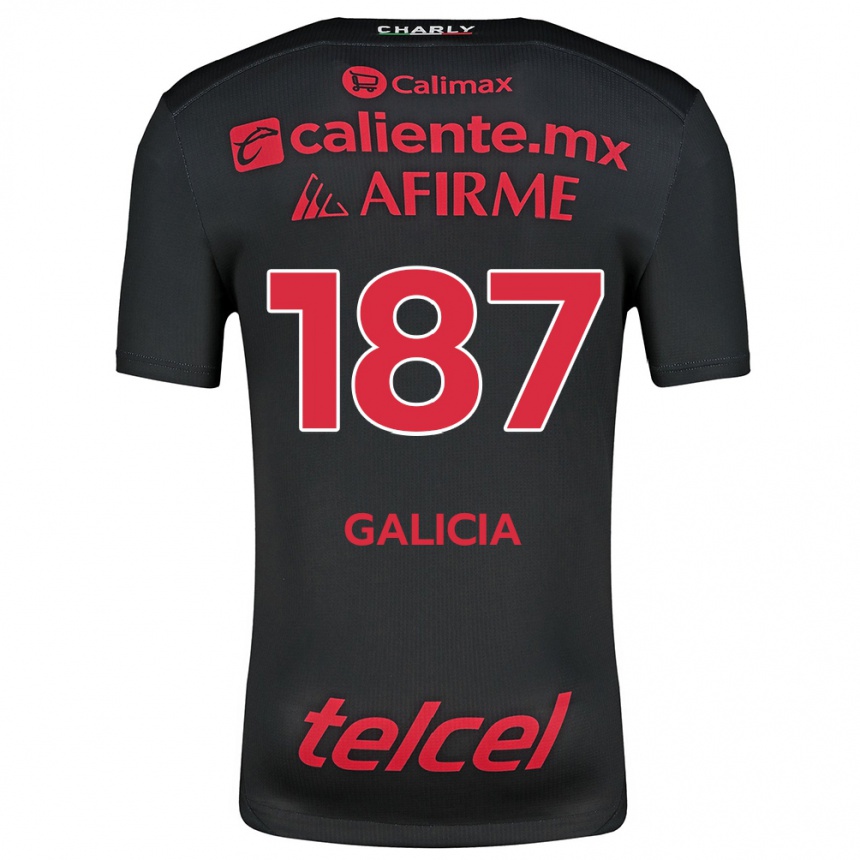 Kids Football Carlos Galicia #187 Black Red Home Jersey 2024/25 T-Shirt Uk