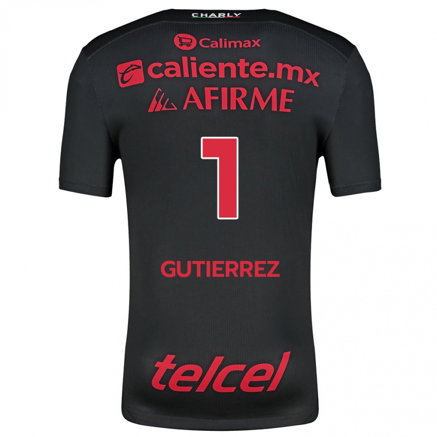 Kids Football Alejandra Gutiérrez #1 Black Red Home Jersey 2024/25 T-Shirt Uk