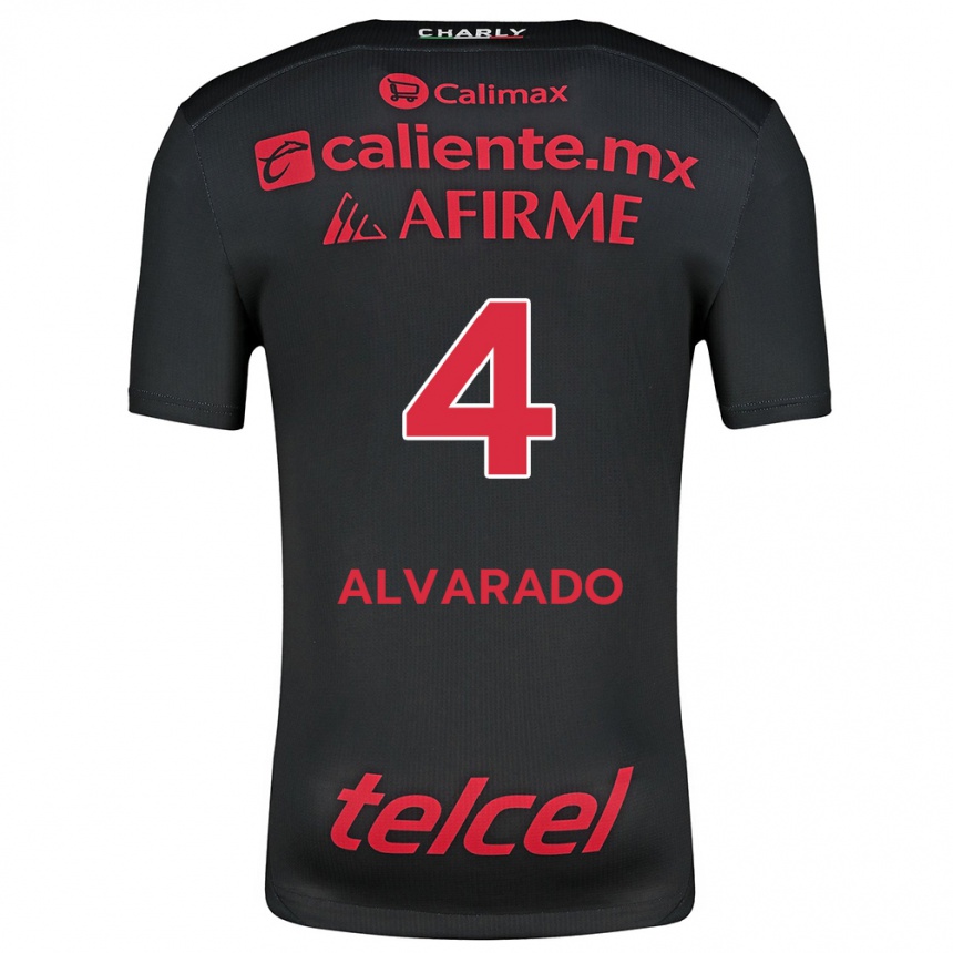 Kids Football Mónica Alvarado #4 Black Red Home Jersey 2024/25 T-Shirt Uk