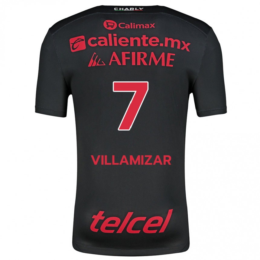 Kids Football Paola Villamizar #7 Black Red Home Jersey 2024/25 T-Shirt Uk